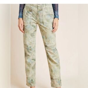 Anthropologie Green Tie-Dye Pants size 29 P